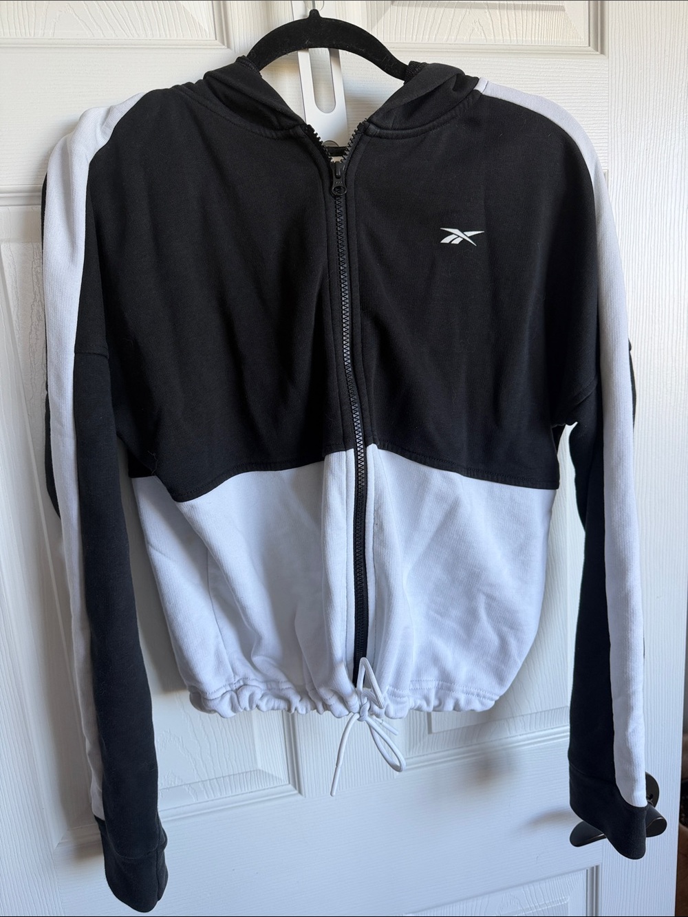 Reebok Kids Black and White Colorblock Zip-Up Hoodie